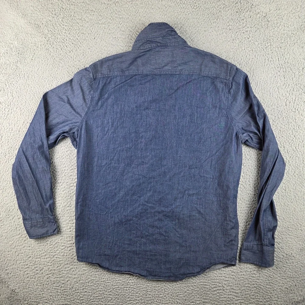 Mugsy Shirt Men XL Chambray‎ Button Down Blue L/S Cotton Blend